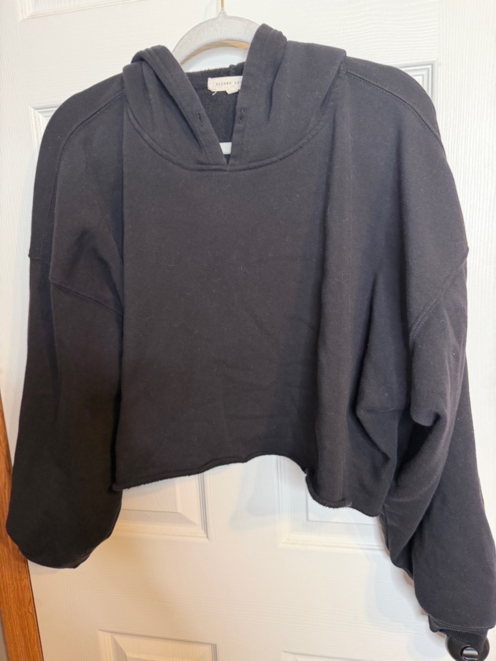 Gilded Intent Black Cropped Hoodie Sweatshirt